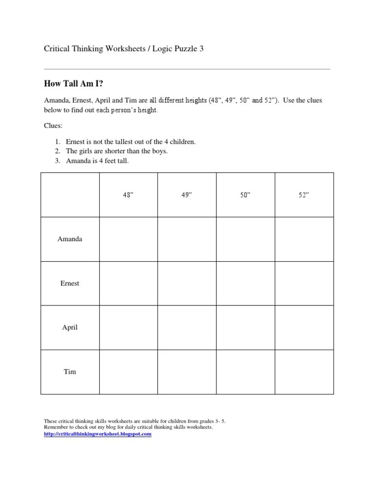 logic puzzles worksheets for kids
