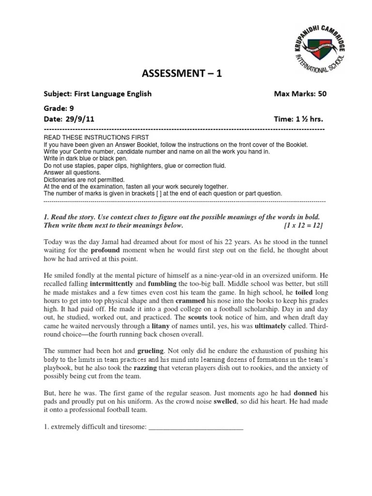 English language paper 2, question 5: Grade 9 First Language English Question Paper Sept 2011 ...
