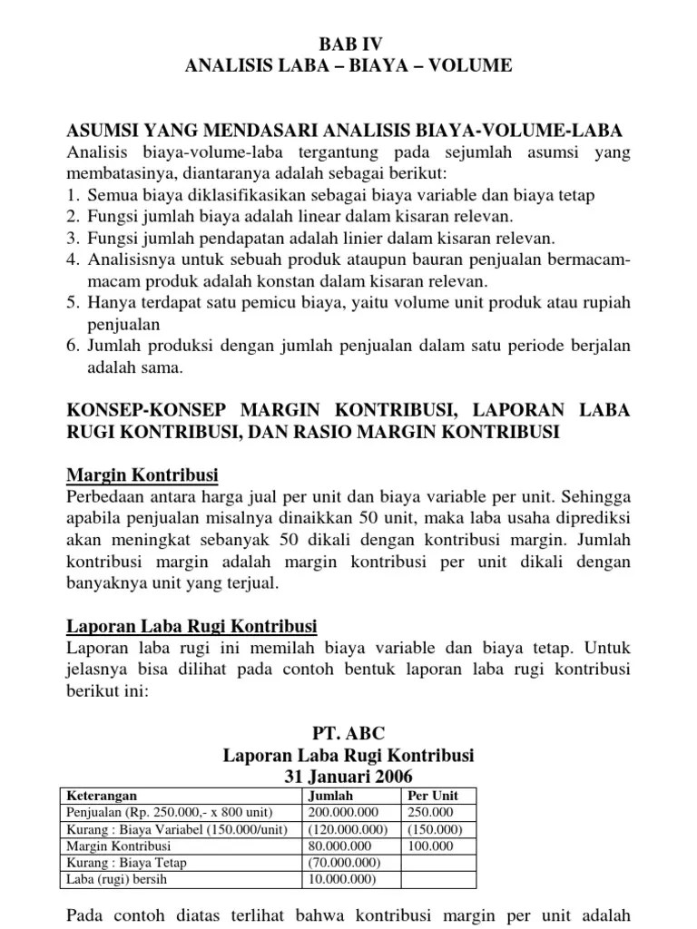 Bab 4 - Analisis Laba Biaya Volume | PDF