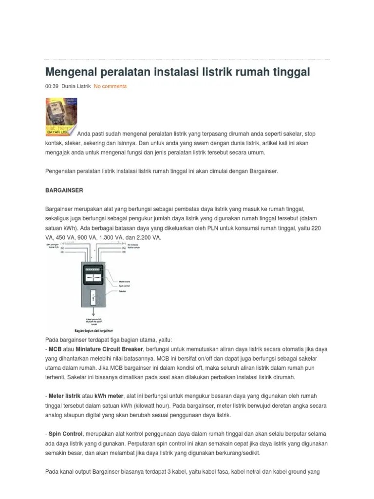 Mengenal Peralatan Instalasi Listrik Rumah Tinggal RIAN | PDF