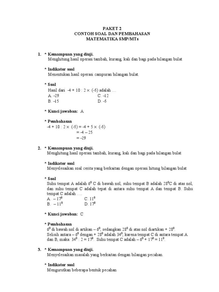 Berikut ini diberikan contoh contoh soal tentang aljabar lengkap dengan. Mat Paket 2 Contoh Soal Pembahasan Pdf