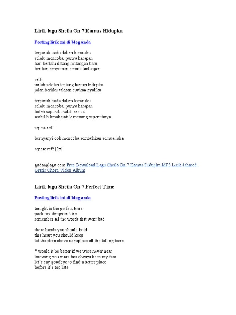 Lirik Lagu Sheila On 7 Sewindu