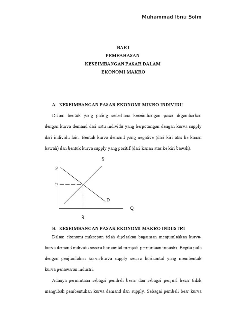 Bab I Keseimbangan Pasar Dalam Ekonomi Makro | PDF
