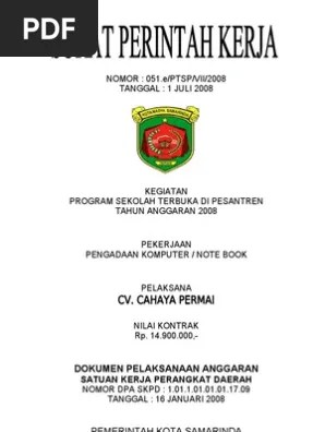 untuk yang menggunakan surat perintah kerja (spk). Surat Perintah Kerja Pdf