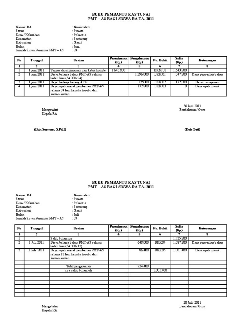 Buku Pembantu Kas Tunai | PDF