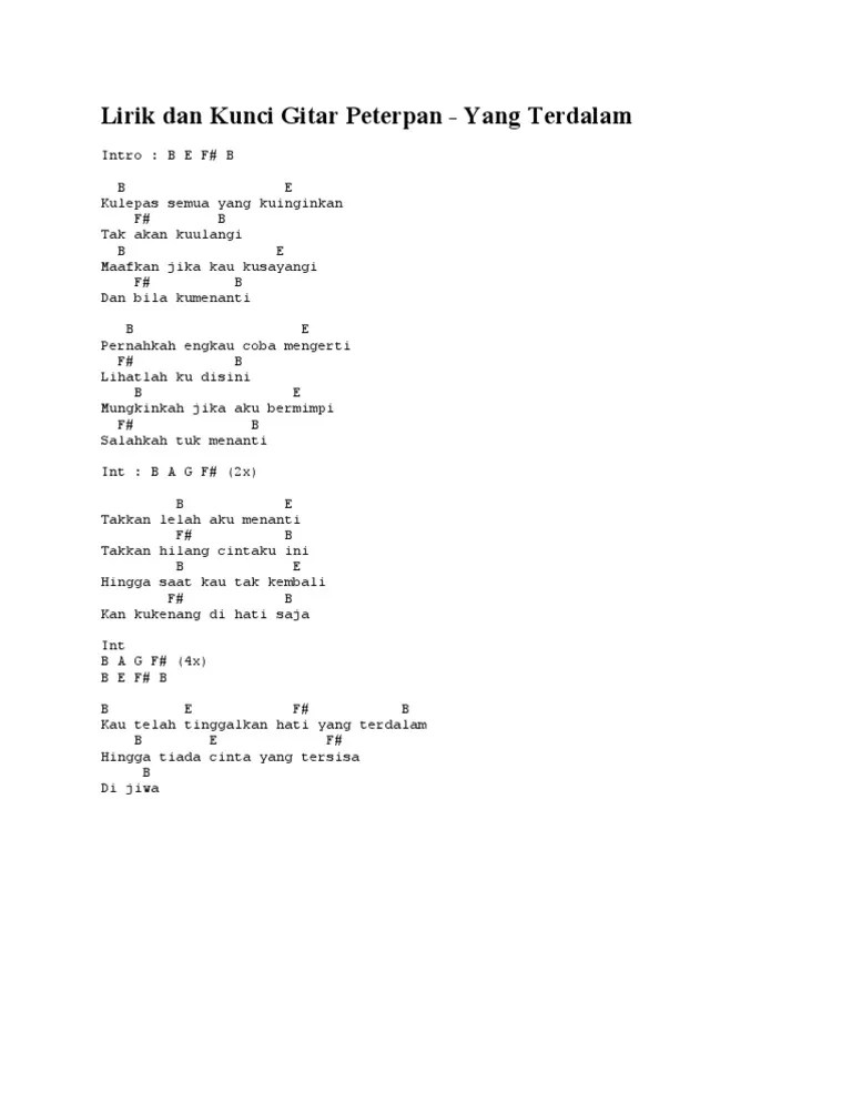 Kunci Gitar Peterpan Yang Terdalam Dari B