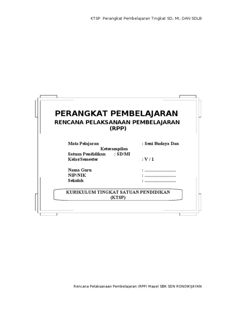 Rpp Sbk Kelas 5 Sddoc