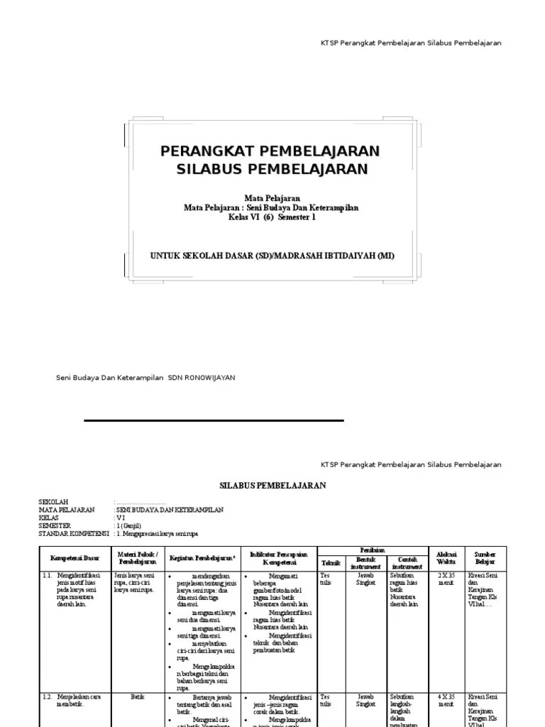 Silabus sbdp kelas 3 kurikulum 2013 ini bisa dijadikan contoh atau sebagai bahan acuan penyusunan silabus rekan guru di seluruh indonesia untuk mendukung kegiatan pembelajaran yang akan bapak/ibu guru laksanakan esok hari supaya proses kegiatan pembelajaran dapat terlaksana dengan efektif, sfesian dan tepat sasaran. Contoh Silabus Seni Musik Sd