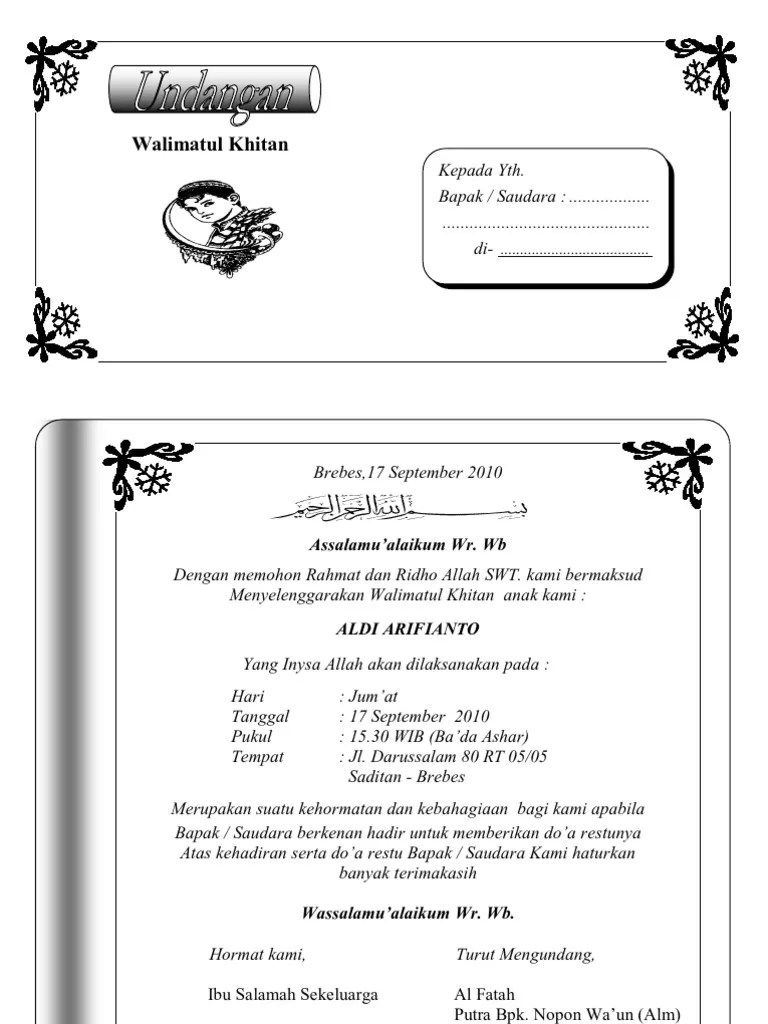 Berbagai contoh desain undangan yang memiliki . Undangan Walimah Sunat Pdf