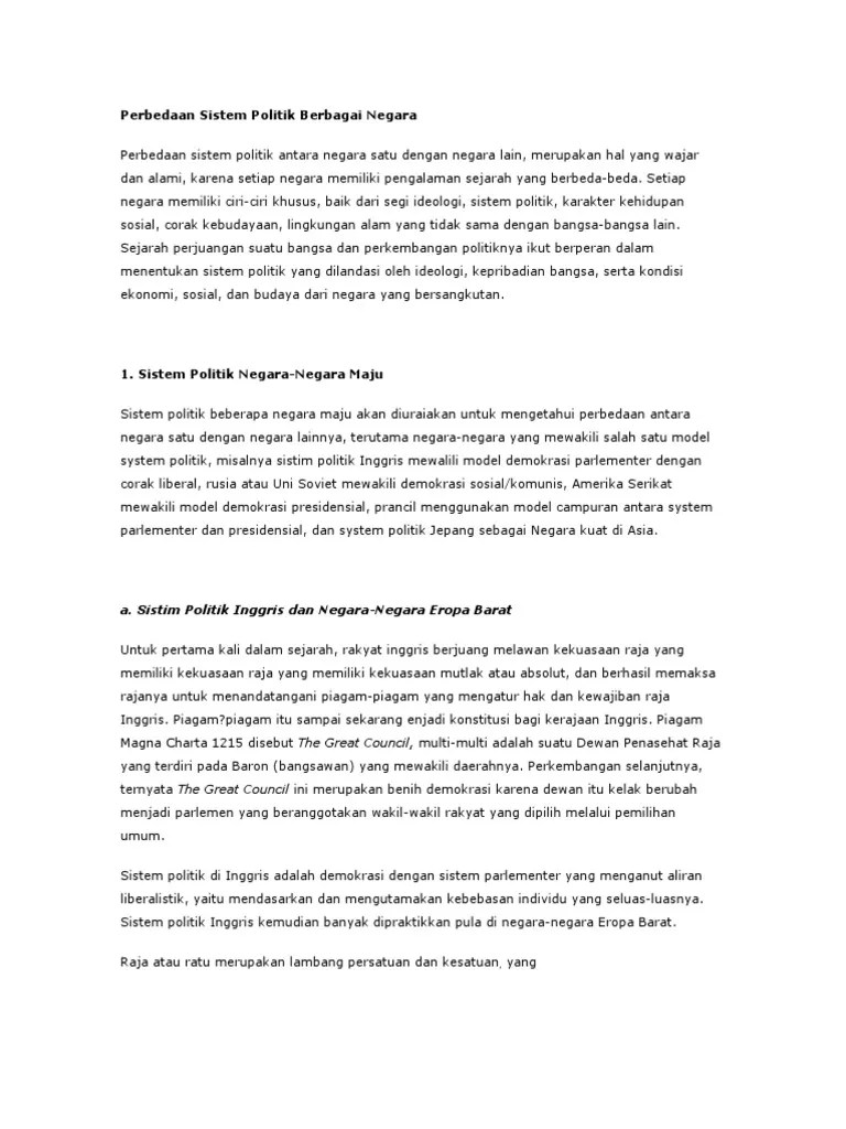 Perbedaan Sistem Politik Di Berbagai Negara – Sekali