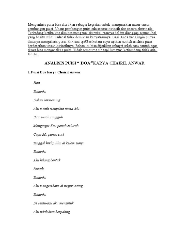Makna Puisi Doa Karya Chairil Anwar