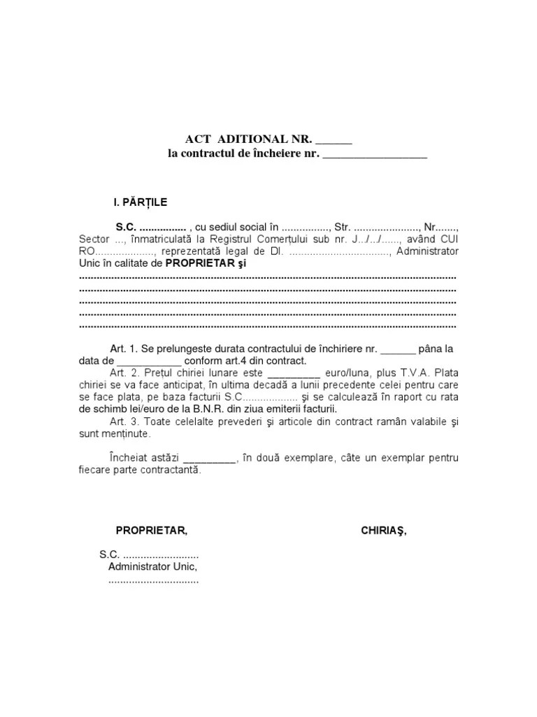 Model act aditional reziliere contract . DÄƒunÄƒtor Federal Reducere A PreÈ›ului Model Act Aditional Scutire Plata Chirie Thegreenalliance Net