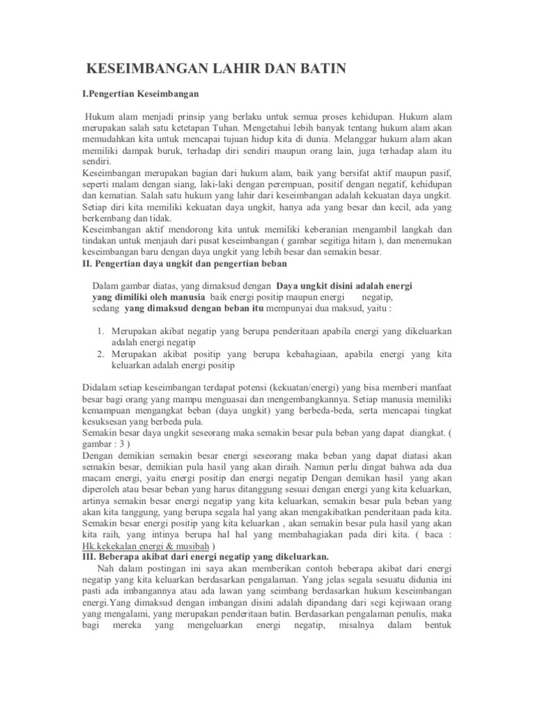 Keseimbangan Lahir Dan Batin | PDF