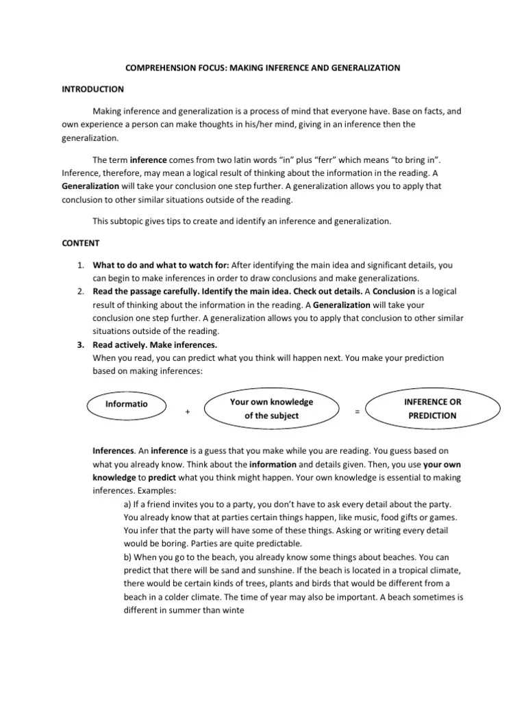 Use this checklist to ensure that you answer all possible questions a. Making Inference And Generalization Pdf Prediction Knowledge