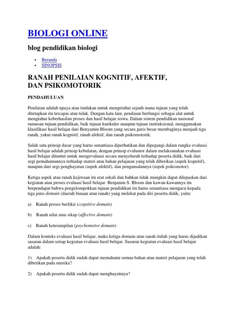 BIOLOGI Penilaian Afektif | PDF
