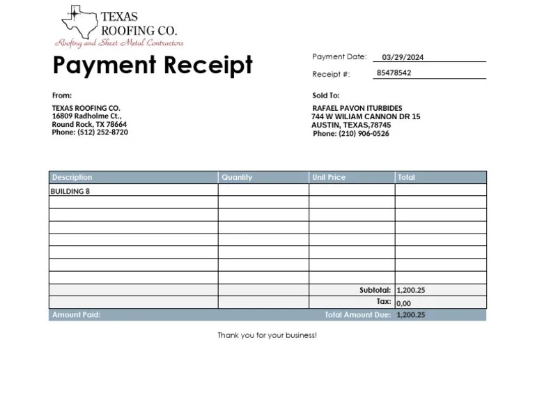 Basic Payment Receipt Template | PDF