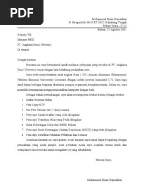 Setelah menemukan lowongan yang sesuai . Surat Lamaran Kerja Angkasa Pura I Pdf
