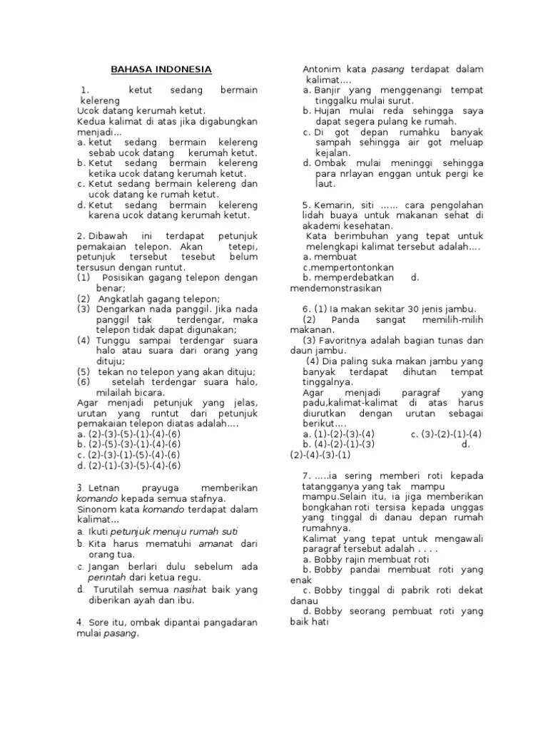 Bahasa Indonesia Kelas 6 SD | PDF