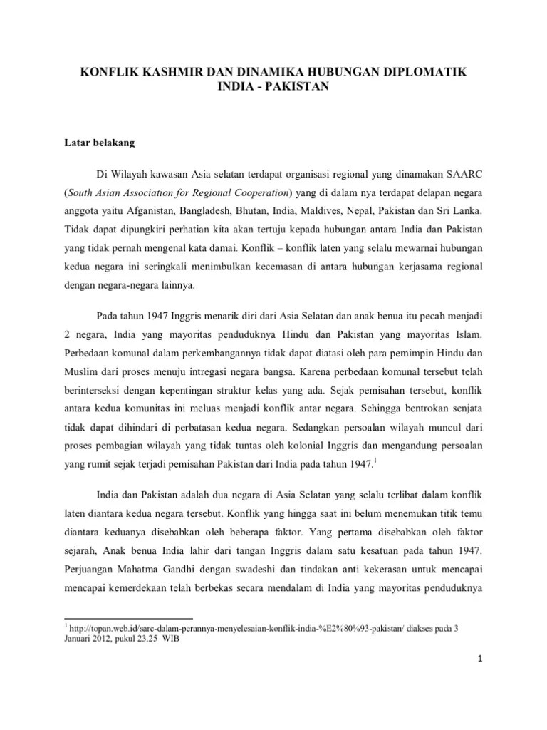 Konflik Kashmir Dan Pergolakan Hubungan Diplomatik India | PDF