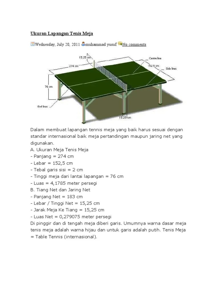 Ukuran Lapangan Tenis Meja | PDF