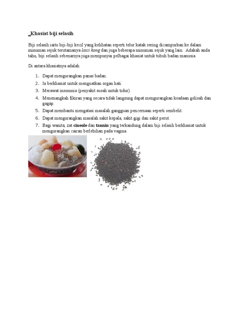 Khasiat Biji Selasih | PDF