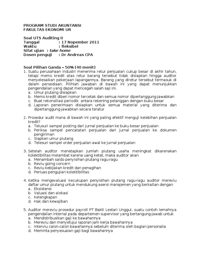 Soal Kasus Audit Piutang - Mathlaul Khairiyah