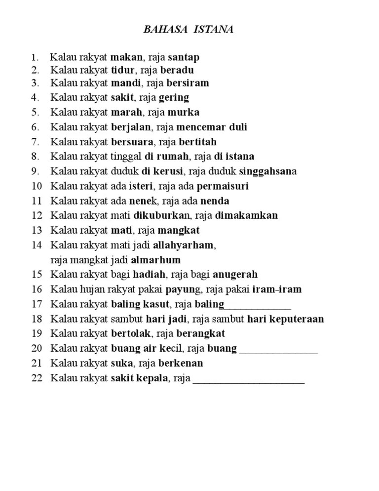 Atas singgahsana itu, singgahsana syurga dihajati . Bahasa Istana Pdf