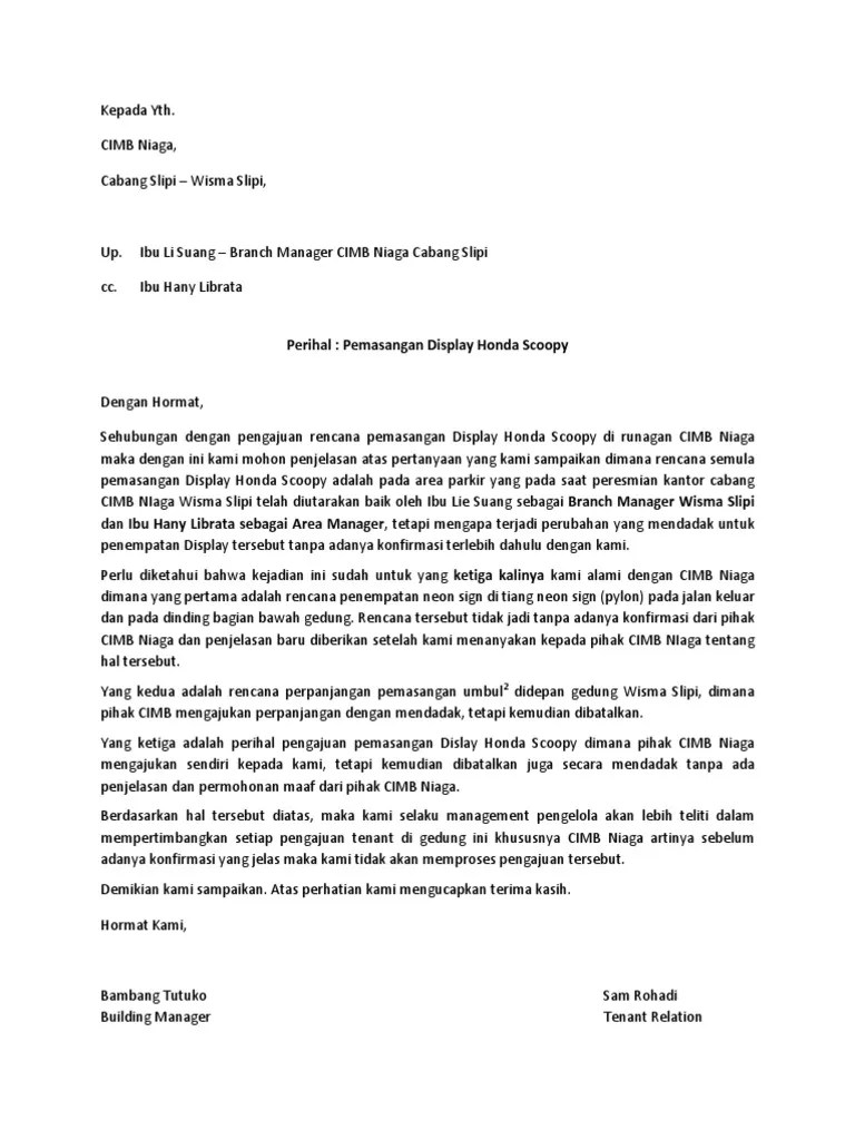 Kepada Yth CIMB NIaga | PDF