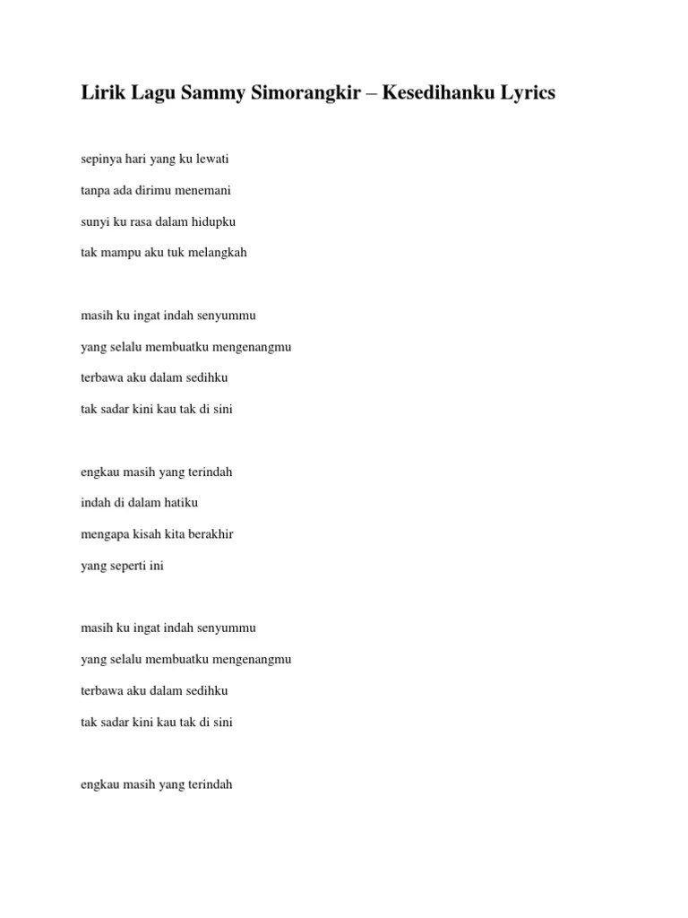 Lirik Lagu Sammy Simorangkir | PDF