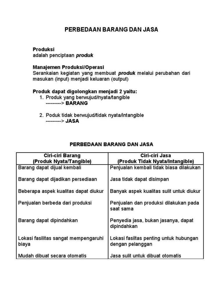 Perbedaan Barang Dan Jasa | PDF