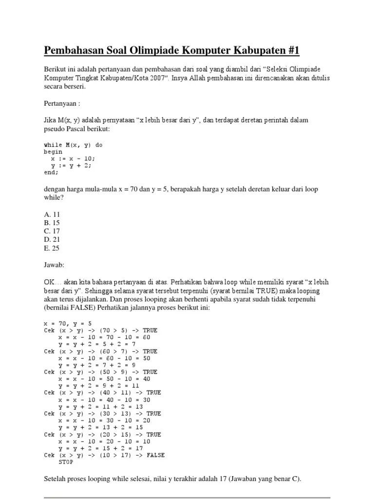 soal osn ips smp seleksi tingkat kabupaten tahun 2018 selanjutnya folder osn sebut dengan nama soal osk ips smp tahun 2018. Soal Olimpiade Tik Untuk Sma