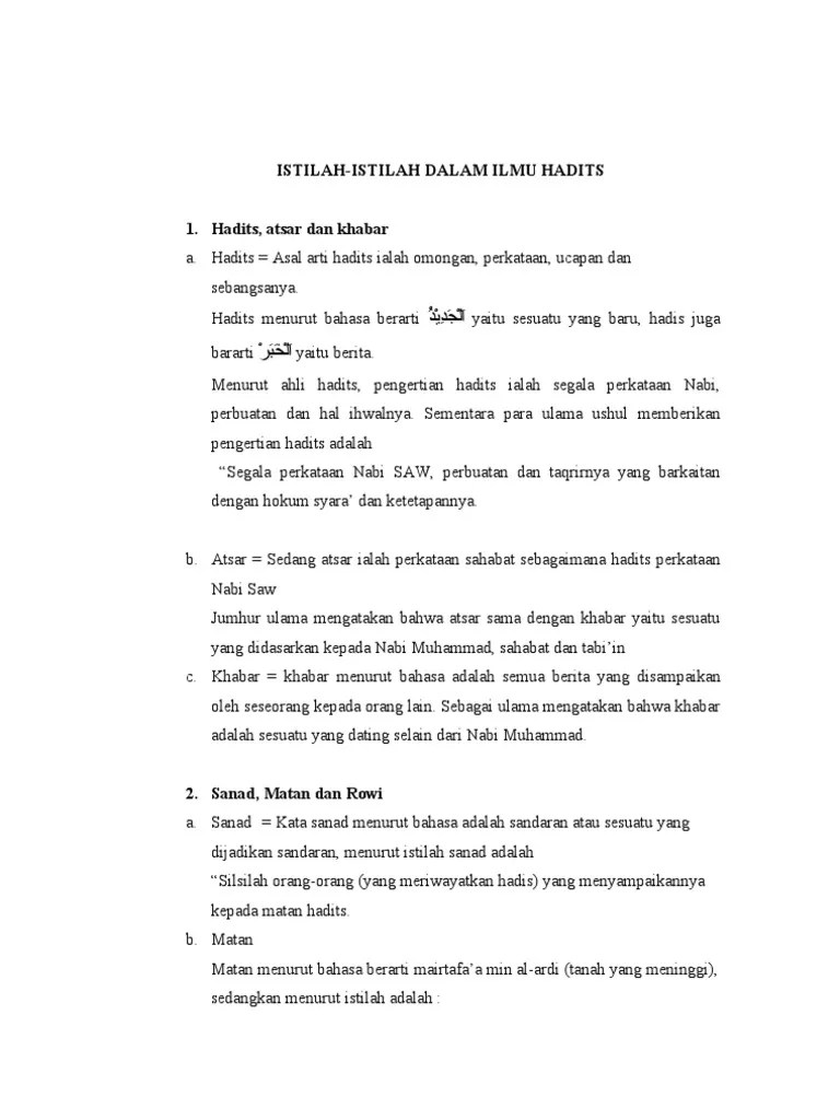 018 Makalah Istilah Hadits | PDF