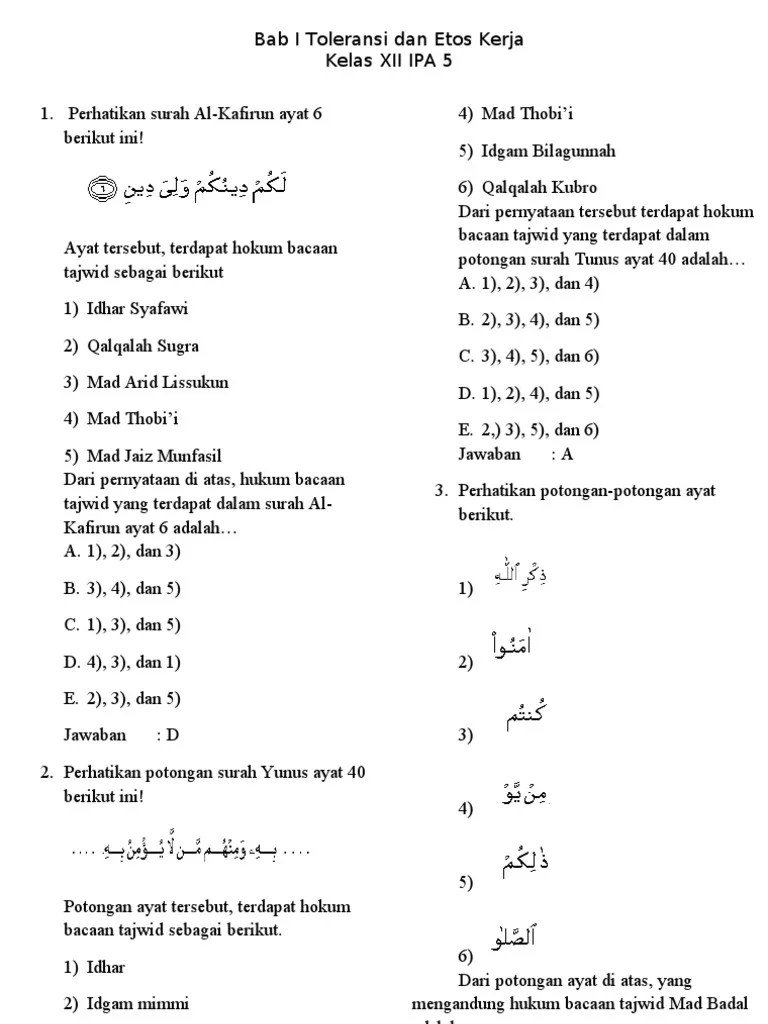 XII IPA 5 BAB I Toleransi Dan Etos Kerja | PDF