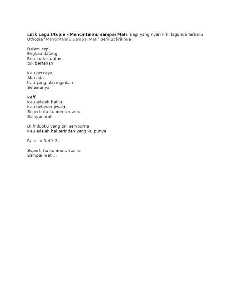 G c tak akan ku ulangi. Lirik Lagu Utopia Pdf