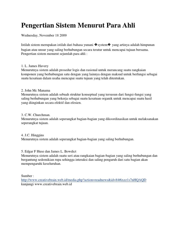 Pengertian Sistem Menurut para Ahli | PDF