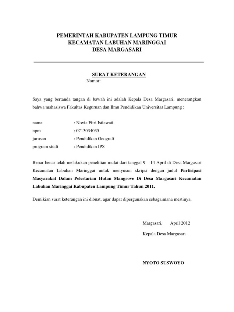 Contoh surat pengantar keterangan tidak mampu. Surat Keterangan Dari Desa