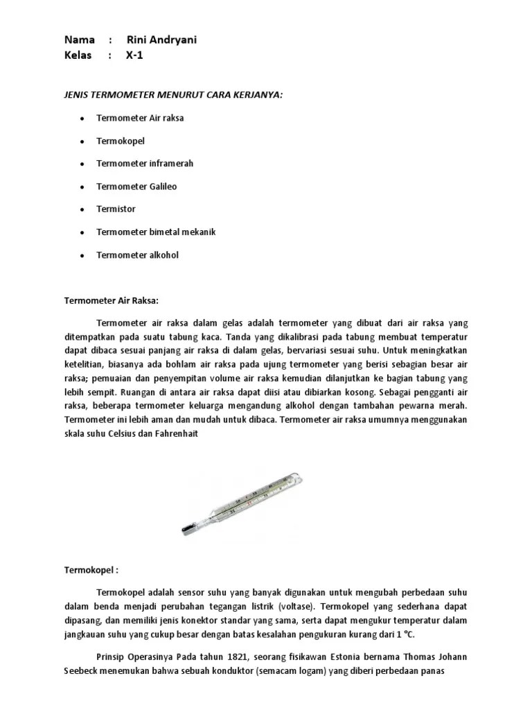 Jenis Termometer Menurut Cara Kerjanya | PDF