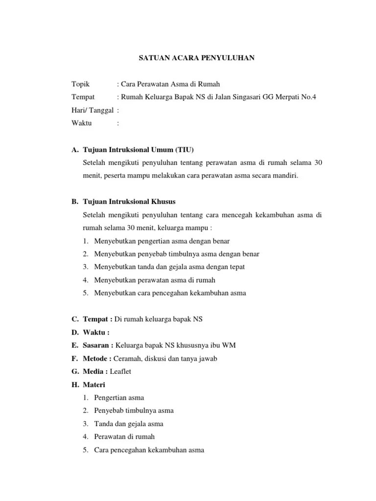 Satuan Acara Penyuluhan Asma | PDF