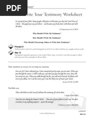 Celebrate recovery has provided us with an inventory worksheet that . How To Write Your Testimony Worksheet Pdf The Gospel Jesus