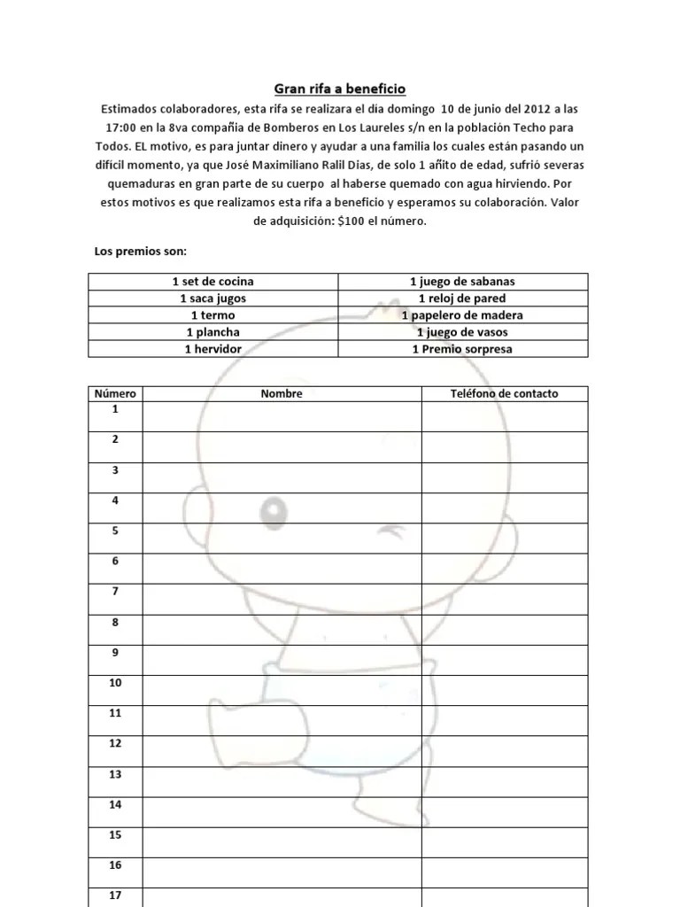 Repite estos pasos cuantas veces sean necesarios y recuerda cambiar los números . Gran Rifa A Beneficio Pdf Violencia Desastres Y Accidentes