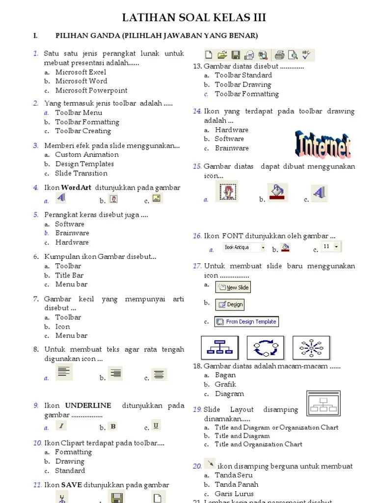 100 contoh soal penilaian teks prosedur. Latihan Kumpulan Soal Tik Sd Pdf