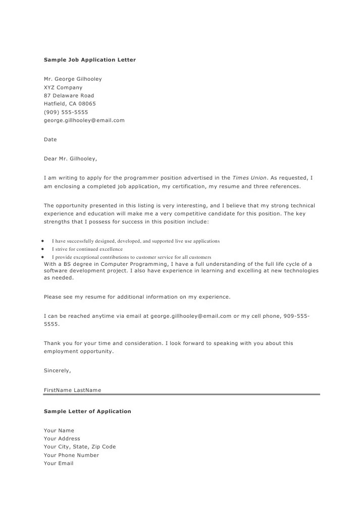 The only difference is that the job application email, as the name implies, is sent through the use of professional email. Sample Job Application Letter | Email | Résumé