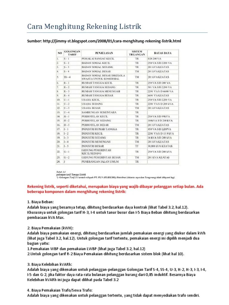 Cara Menghitung Rekening Listrik