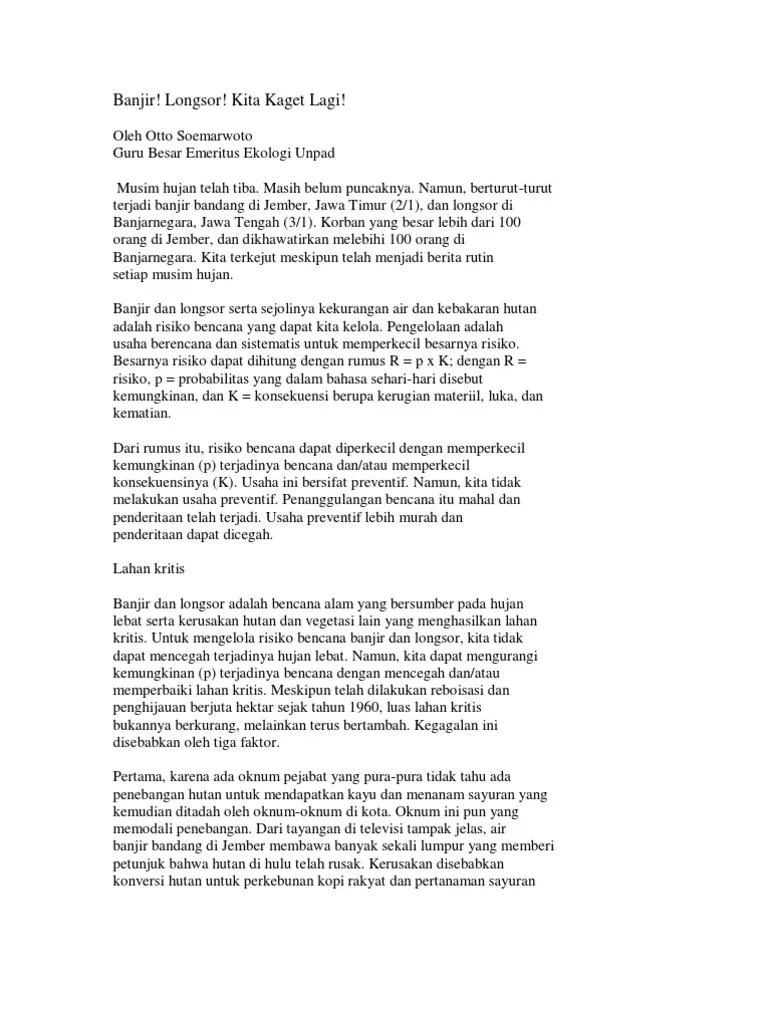 Pawartos menika dugi saking jakarta, sakjengkape badhe kula aturaken. Banjir