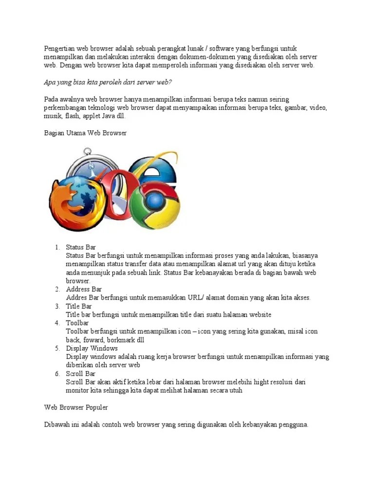Pengertian Web Browser Adalah Sebuah Perangkat Lunak | PDF