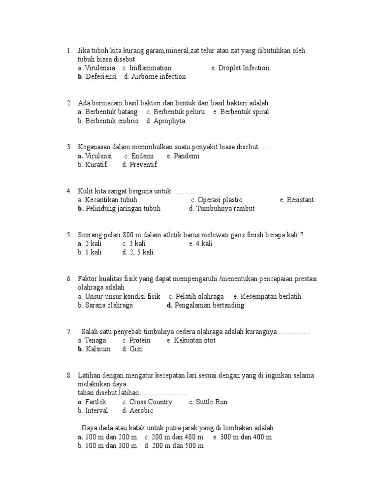 Soal Penjas Tentang Sepak Bola Beserta Jawabannya - Kumpulan Contoh Surat  dan Soal Terlengkap