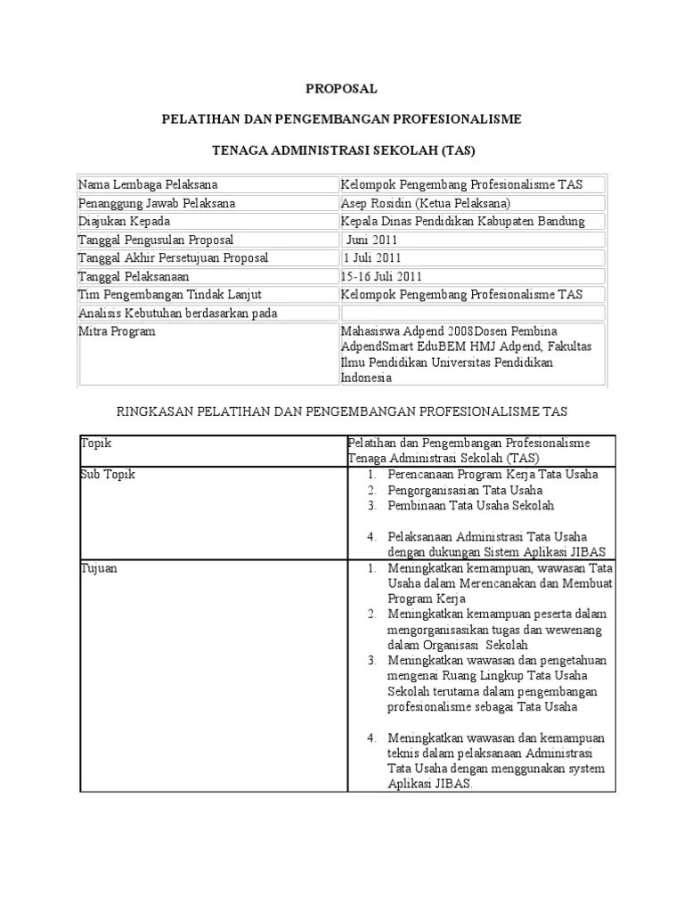 Proposal Pelatihan JIBAS | PDF
