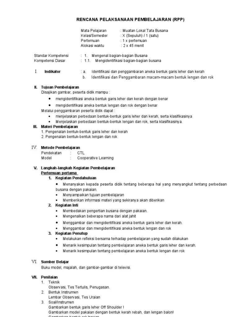 Assalamu&#x27;alaikum bapak ibu guru yang kami cintai, selamat datang di pusat rpp dan silabus online. Rpp Busana X