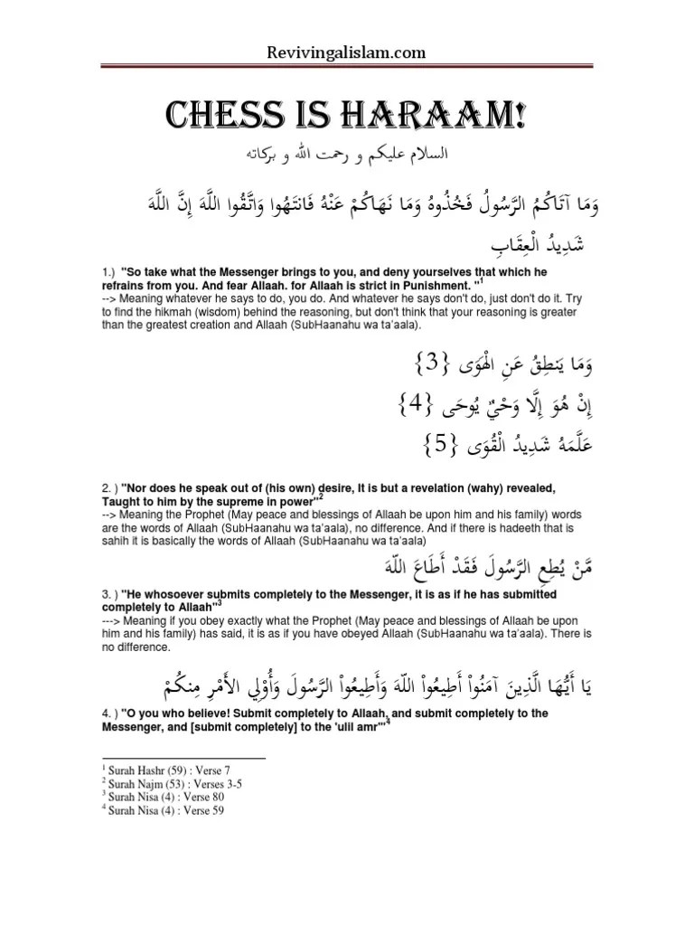 10 answers · sunni islam: Chess Is Haram Pdf Ali Islamic Branches