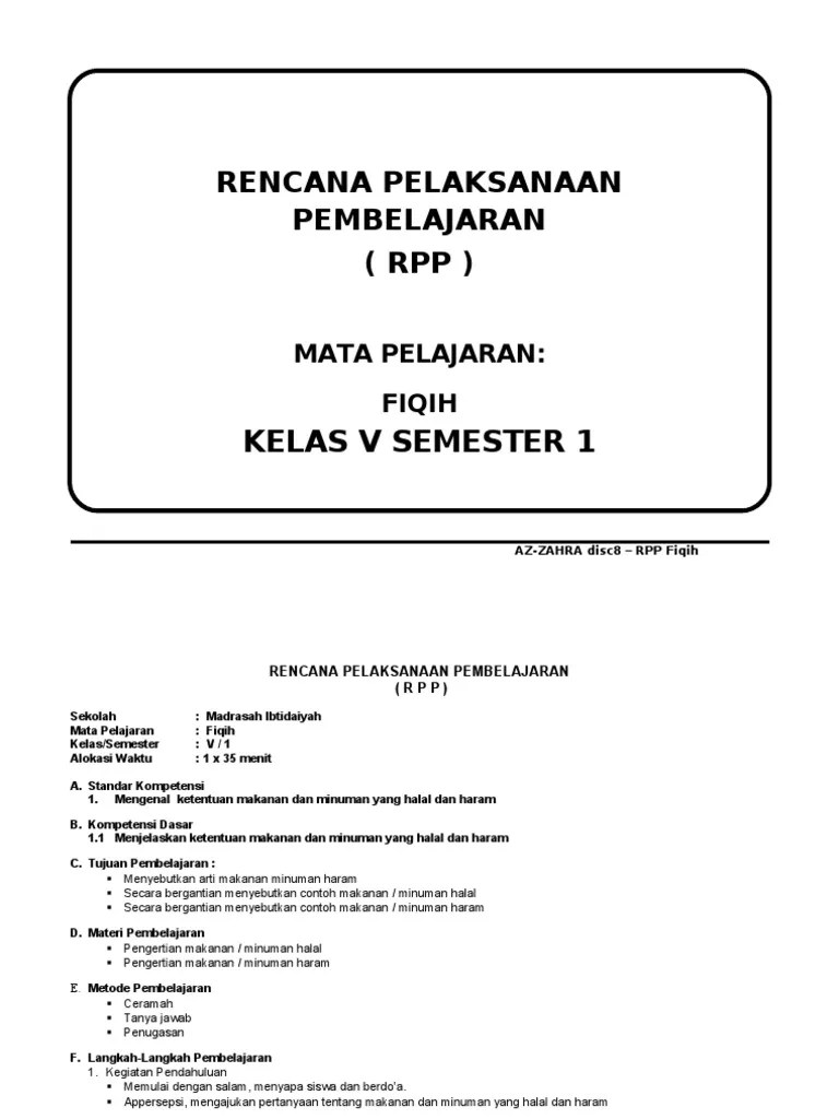 RPP Fiqih Kelas 5 | PDF